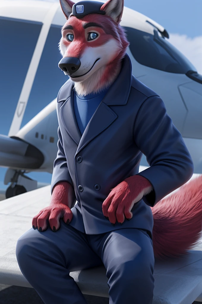 Ivan Fedorovich Wolfbach (Novosibirsk) ,tall handsome, wolf,young, 24 years, brown fur,Kind,(red body:1.3),beautiful blue eyes,Novosibirsk,dressed,civil aviation pilot uniform,White shirt,commander's epaulettes, black tie, trousers,airline pilot, commander's cap, trousers,canine, wolf, detailed fur, male, second, paw pads, finger claws,At the viewer, 5 fingers, paws, 5 fingers, smile, wrist watch, т nextel,by xenoforge, (difficult, high detail, digital photography, soft focus, RAW,goes for a walk, ,Very close to the camera,airport,Novosibirsk, smile, good mood, positive, Very close to the camera, plaid shirt, At the hairdresser, without hair,captain's epaulets, White shirt, black tie, trousers,
Photorealism, realistic, photorealistic, digital style, Subsurface scattering,I look at the viewer,is sitting, looks at the mirror, men's cosmetics, perfume perfumery, plaid shirt,
masterpiece, Best quality, ultra realistic, 8 thousand.)