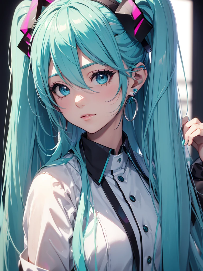 Hatsune Miku, makeup, earrings