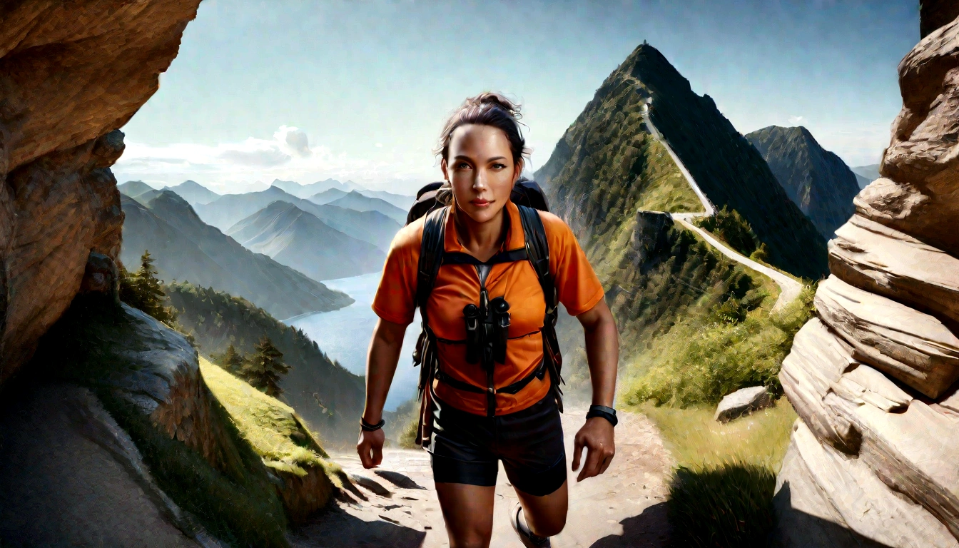 a brown-skinned girl with black hair and a white boy with blonde hair riding mountain bikes on a mountain path, detailed faces, beautiful scenery, (best quality,4k,8k,highres,masterpiece:1.2),ultra-detailed,(realistic,photorealistic,photo-realistic:1.37),landscape, vibrant colors, natural lighting, adventure, outdoor, sports