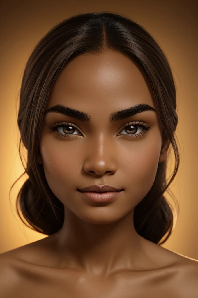 Cree animation of light brown-skinned woman with almond-shaped eyes, straight eyebrows