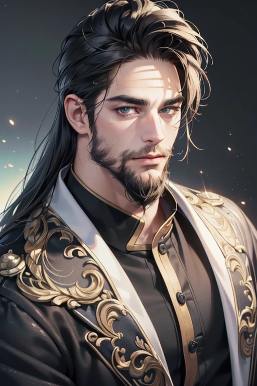 (best quality,4k,8k,highres,masterpiece:1.2),ultra-detailed,(realistic,photorealistic,photo-realistic:1.37),30 year old man,3 day beard,handsome anime,portraits,strong,masculine,dark hair,sharp jawline,mesmerizing eyes,perfectly styled hair,cool anime outfit,confident expression,vibrant colors,dynamic lighting