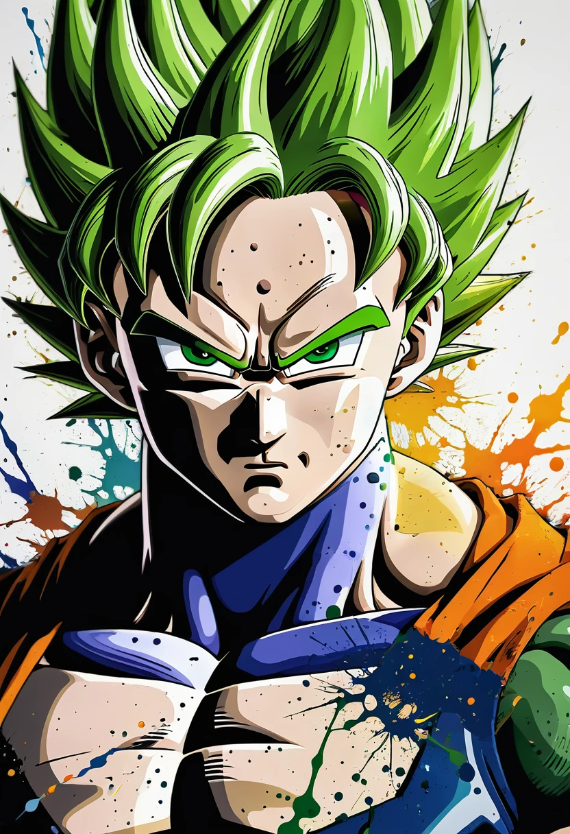 (((Very close up (((imperfect cell))),((Surreal and cinematic images))),(((Color Splash Images))),(((Front Images))),(((Dragon Ball Z)))