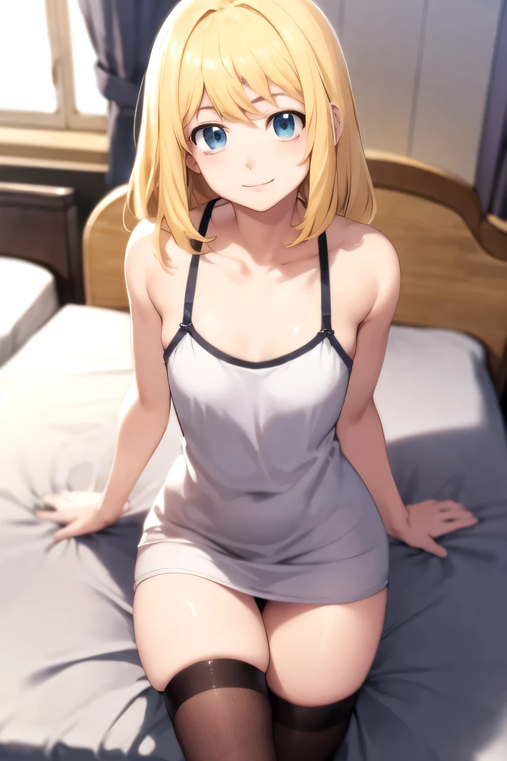 photorealistic, (4k), depth of field, (masterpiece), Takemichi, feminine, blue eyes, perfect blond hair, perfect, Well detailed face, Takemichi  ,  cuerpo completo feminine, , Small  , thick thighs, thigh high stockings, Takemichi  mostrando la vagina , +18,  a trans butt, open, in bed, blond hair, blonde hair,vagina ,vista de el ano , mejor  ángulo de el ano , pechos grandes muy grandes sonrojo sonrisa 