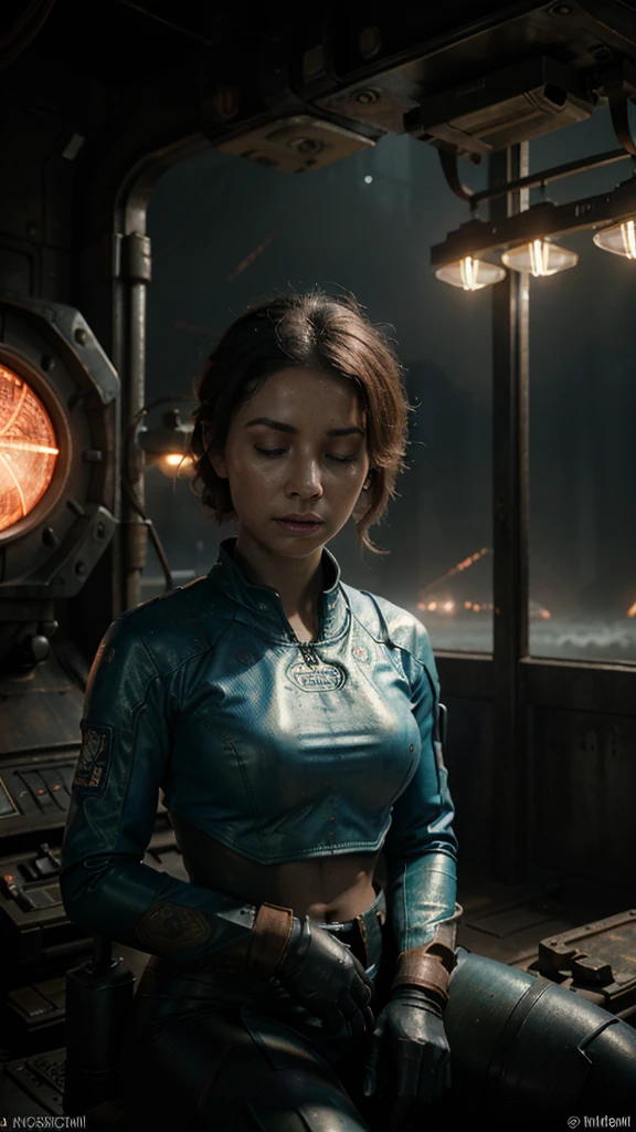 "A surreal and Hyper-realistic scene with three-headed alien-like figure, each head resembling a blue-skinned  with closed eyes and elongated features, sitting on a rusty, round mechanical platform floating on a misty, desolate swamp. The figure is wearing a beige jacket adorned with pink flower-like patterns. In the background, there is an old, rusted machine with a red-lit screen displaying various data and labels, connected with cables. The machine has antennas and wires protruding from its top. The overall atmosphere is eerie, with fog covering the swampy landscape, and the colors are muted, emphasizing the melancholic, dystopian setting.", 32k, UHD, cinematic chromatic, cinematic lighting, global illumination, chromatic light, photorealistic, ultra detailed, iluminación onírica, 85 mm, dramatic, low-key lighting on a mysterious, photorealistic , ultra photoreal , ultra detailed, intricate details. 