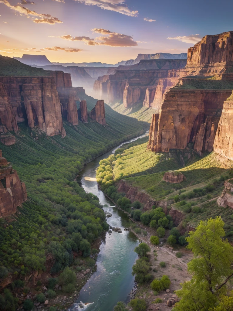 River View, flowing through the valley, Against the background of the mountain, Sunset in the valley, mountains river trees, Green River Photos, stunning landscape image, Landscapes of the American West, mystical setting, Mysterious canyon streams, Stunning landscape, mountains and rivers, 4K безмятежный, Mark Adams, canyon background, Scott Gustafson, Magnificent landscapes,HDR,8k render.extrarealistic landscape