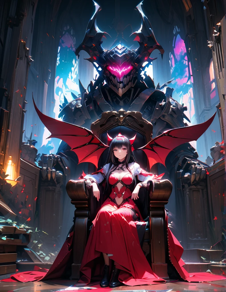 quality(8k wallpaper of extremely detailed CG unit, masterpiece, hight resolution, top-quality, top-quality ,hyper realisitic, digitial painting,increase the resolution,RAW photos,best qualtiy,highly detailed,the wallpaper),BREAK,8K, succubus qween, sitting on throne, skeleton troops, glowing runes on walls,