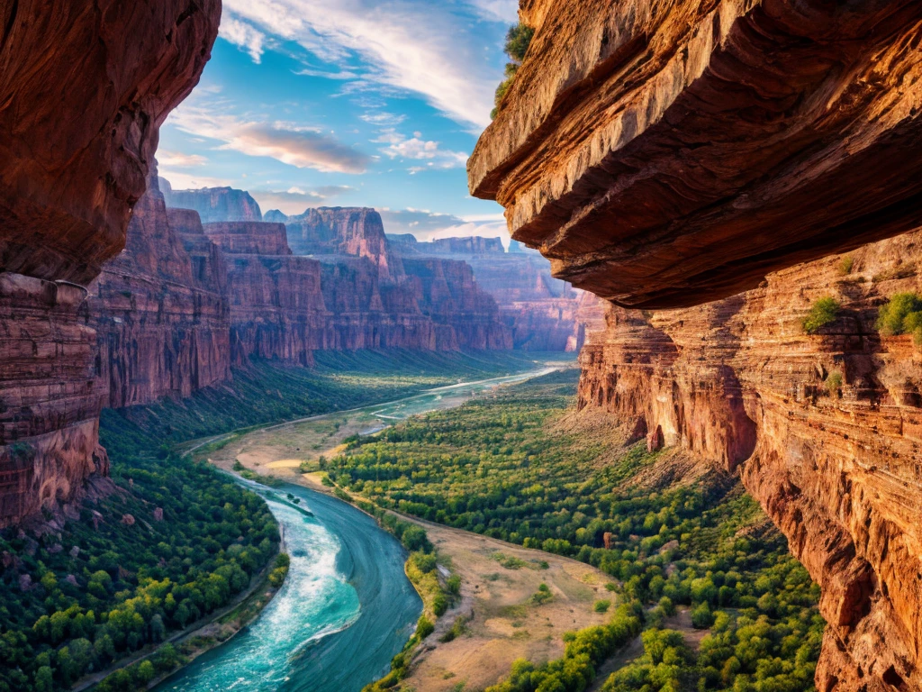 River View, flowing through the valley, Against the background of the mountain, Sunset in the valley, mountains river trees, Green River Photos, stunning landscape image, Landscapes of the American West, mystical setting, Mysterious canyon streams, Stunning landscape, mountains and rivers, 4K безмятежный, Mark Adams, canyon background, Scott Gustafson, Magnificent landscapes,HDR,8k render.extrarealistic landscape