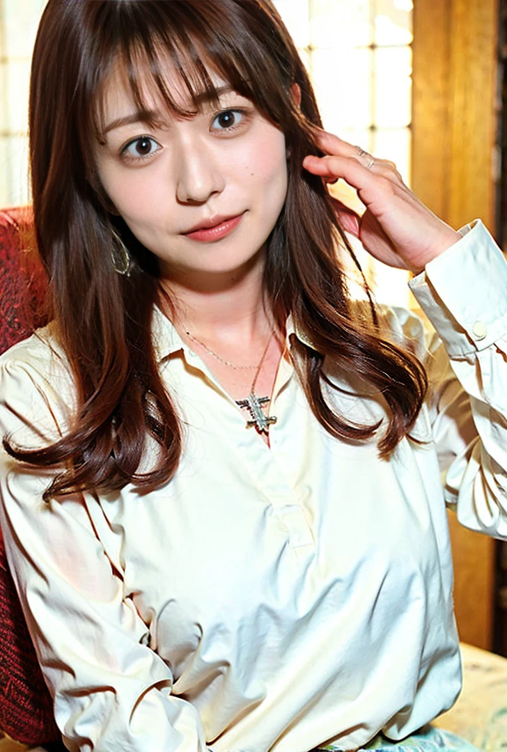 ((Eyes light up、Emphasise droopy eyes、服の上からでもわかるBig Breasts、Blushing、Both hands are in front of the belly button、A photo of panties visible through a short polo shirt、Roll up your shirt with your hands、She is wearing a white polo shirt and luxurious white panties.、:1.4))、In the living room、Length Cream Hair Color、Her huge breasts are obvious even through her clothes...、Small earrings、Light brown hair color、:1.4））、Shiny Hair、Light beige hair color、Background Blur、Light brown hair、｛｛Cowgirl Shot｝｝、（（Close-up shot from the waist up、Big Breasts:1.4））、Big Breasts、にっこりsmile、服からでも分かるBig Breasts、Cowboy Shot、素敵なsmile、（（Revealing clothing））、Full body photo、ring、Tuck your hair behind one ear、Silver Necklace、smile、Caustics、Highly detailed photos、Big Breasts、Super no makeup、(8K、RAW Photos、Highest quality、masterpiece:1.2)、(Realistic、Realistic)、1 Girl、((Big Breastsショートヘア、Looking into the camera:1.4))、Hair blowing in the wind
