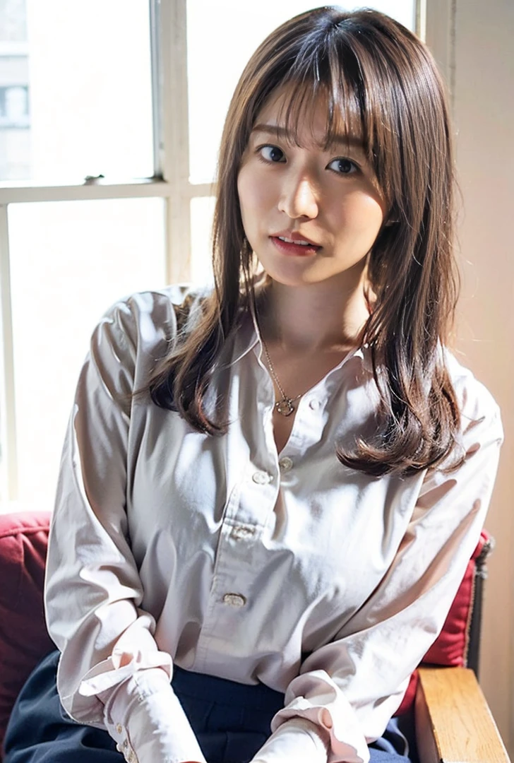 ((Eyes light up、Emphasise droopy eyes、服の上からでもわかるBig Breasts、Blushing、Both hands are in front of the belly button、A photo of panties visible through a short polo shirt、Roll up your shirt with your hands、She is wearing a white polo shirt and luxurious white panties.、:1.4))、In the living room、Length Cream Hair Color、Her huge breasts are obvious even through her clothes...、Small earrings、Light brown hair color、:1.4))、Shiny Hair、Light beige hair color、Background Blur、Light brown hair、{{Cowgirl Shot}}、((Close-up shot from the waist up、Big Breasts:1.4))、Big Breasts、にっこりsmile、服からでも分かるBig Breasts、Cowboy Shot、素敵なsmile、((Revealing clothing))、Full body photo、ring、Tuck your hair behind one ear、Silver Necklace、smile、Caustics、Highly detailed photos、Big Breasts、Super no makeup、(8K、RAW Photos、Highest quality、masterpiece:1.2)、(Realistic、Realistic)、1 Girl、((Big Breastsショートヘア、Looking into the camera:1.4))、Hair blowing in the wind