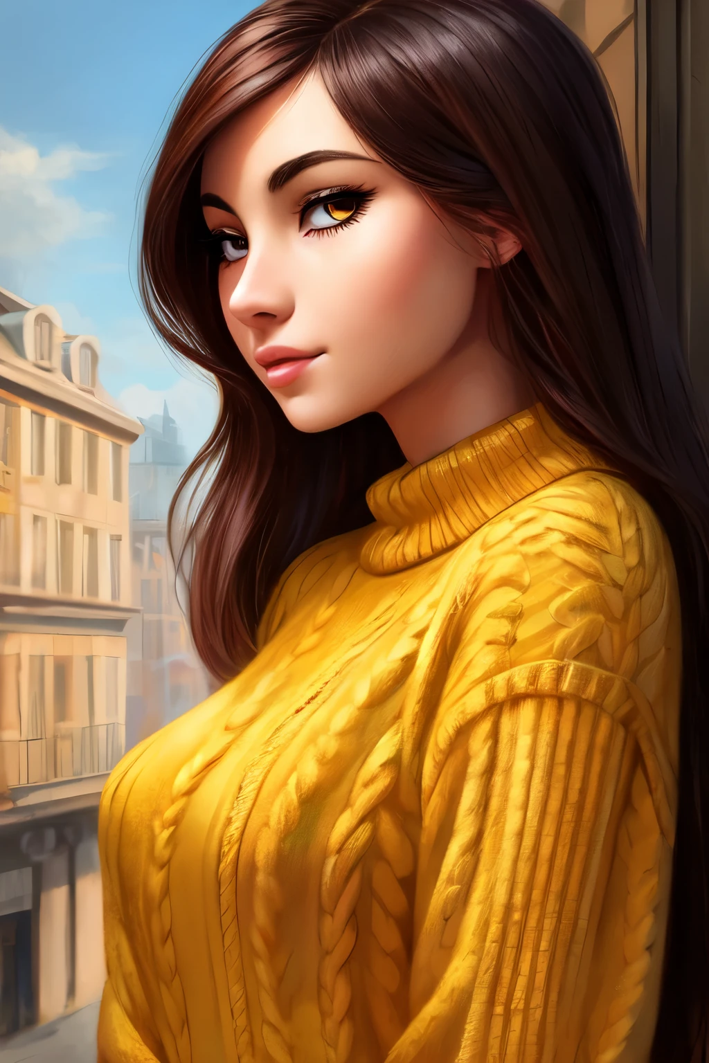 ((best qualityer)), ((work of art)), (detailded), 1 girl, shoulder to shoulder sweater,