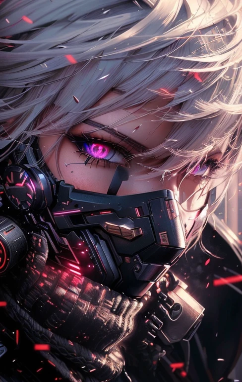 a close-up of a person with a mask and a gun, digital cyberpunk - anime art, 坏蛋动漫8 K, melhor anime wallpaper 4k konachan, anime ciberpunk art, anime wallpaper 4k, anime wallpaper 4k, digital cyberpunk anime art, anime wallpaper 4k, anime mecha aesthetic, anime ciberpunk, detailed anime digital art, cyberpunk anime art