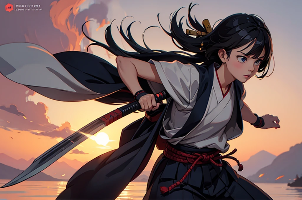 Create lofi background with samurai anime 