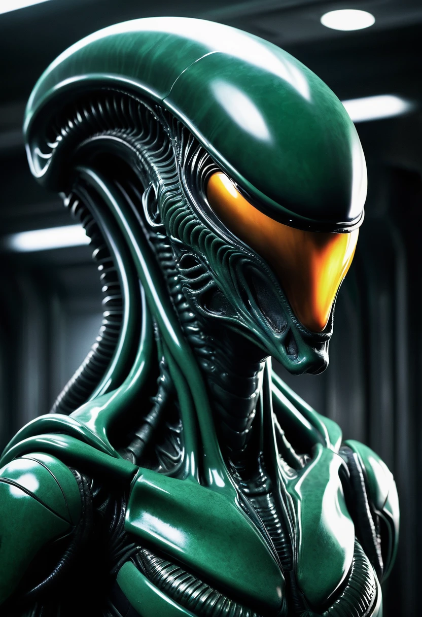 (((Very close up (((Xenomorph Alien the eighth passenger fusion Cell imperfect))),((Surreal and cinematic images))),(((Color Splash Images))),(((Front Images))),(((Dragon Ball Z)))