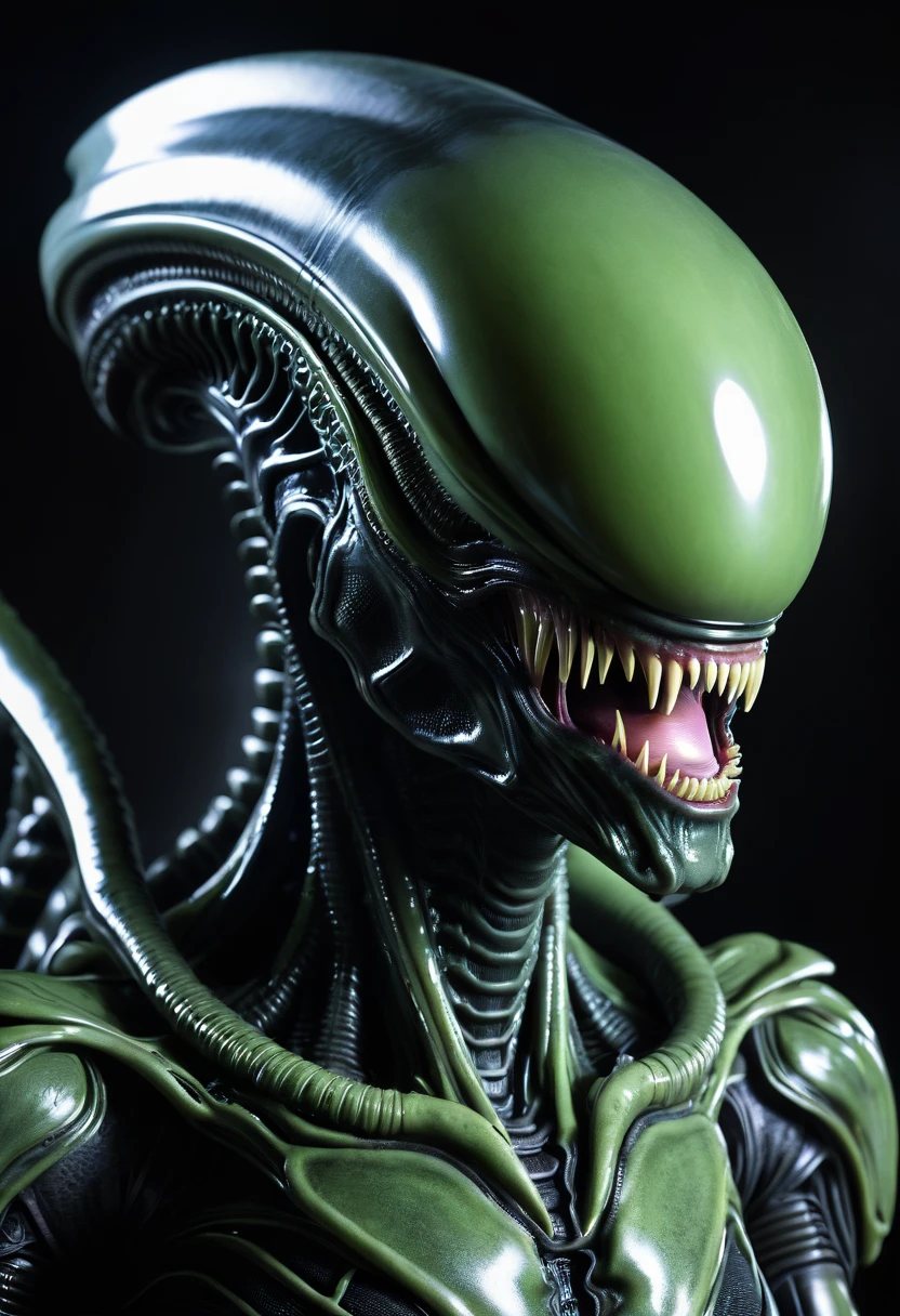 (((Very close up (((Xenomorph Alien the eighth passenger fusion Cell imperfect))),((Surreal and cinematic images))),(((Color Splash Images))),(((Front Images))),(((Dragon Ball Z)))