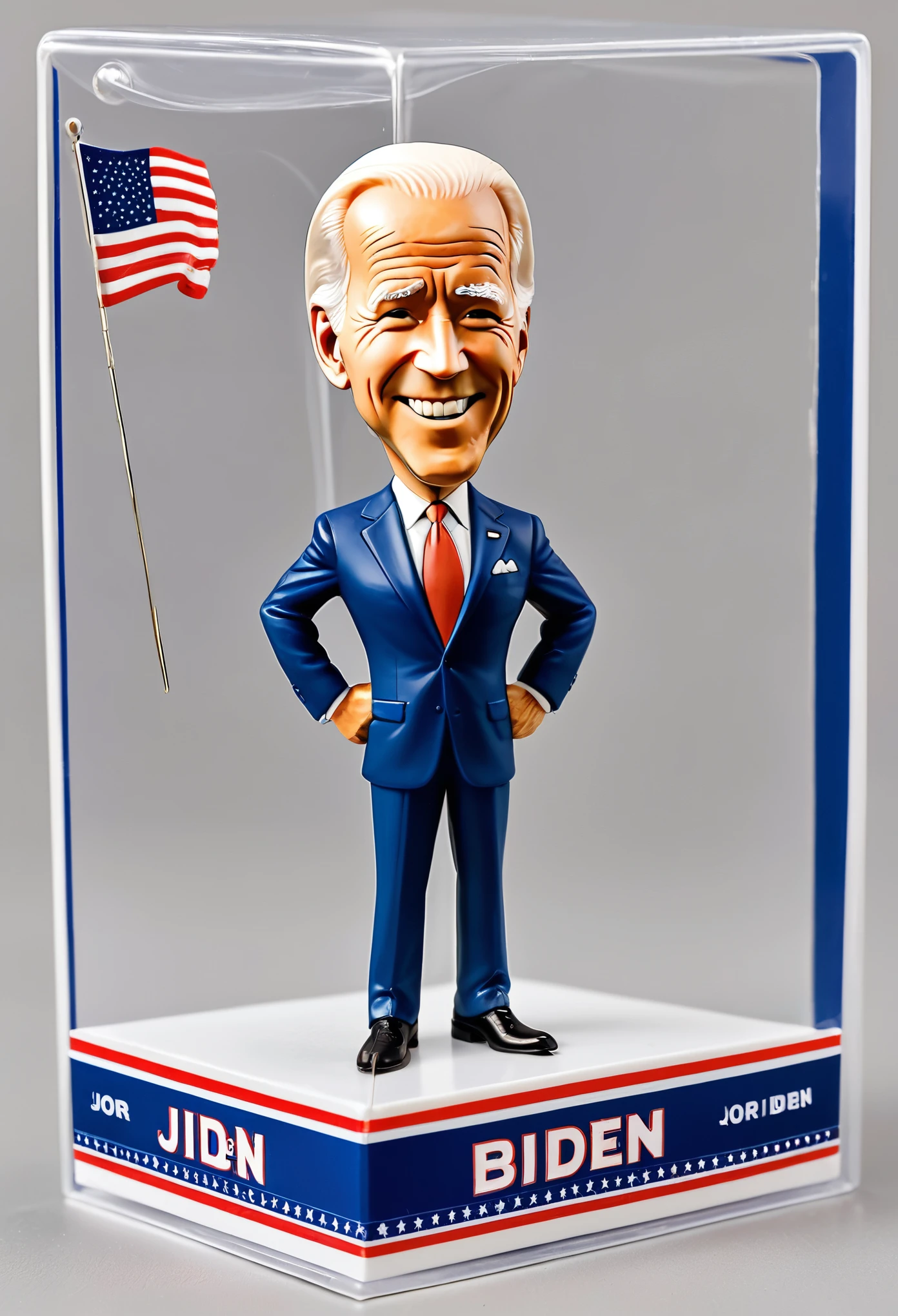 Raw photo, Package of Jor Biden figurine, the name 'President Jor Biden' is printed in bold