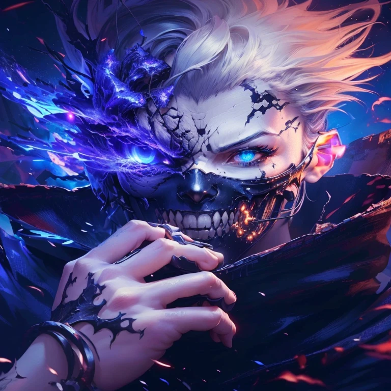 a close-up of a person with a scary face and a hand, avatar image, detailed anime digital art, horrific digital art, epic anime art, digital cyberpunk - anime art, 4K anime art wallpaper, 4k anime art wallpaper, cyberpunk anime digital art, anime wallpaper 4k, anime wallpaper 4k, anime wallpaper 4k, 坏蛋动漫8 K