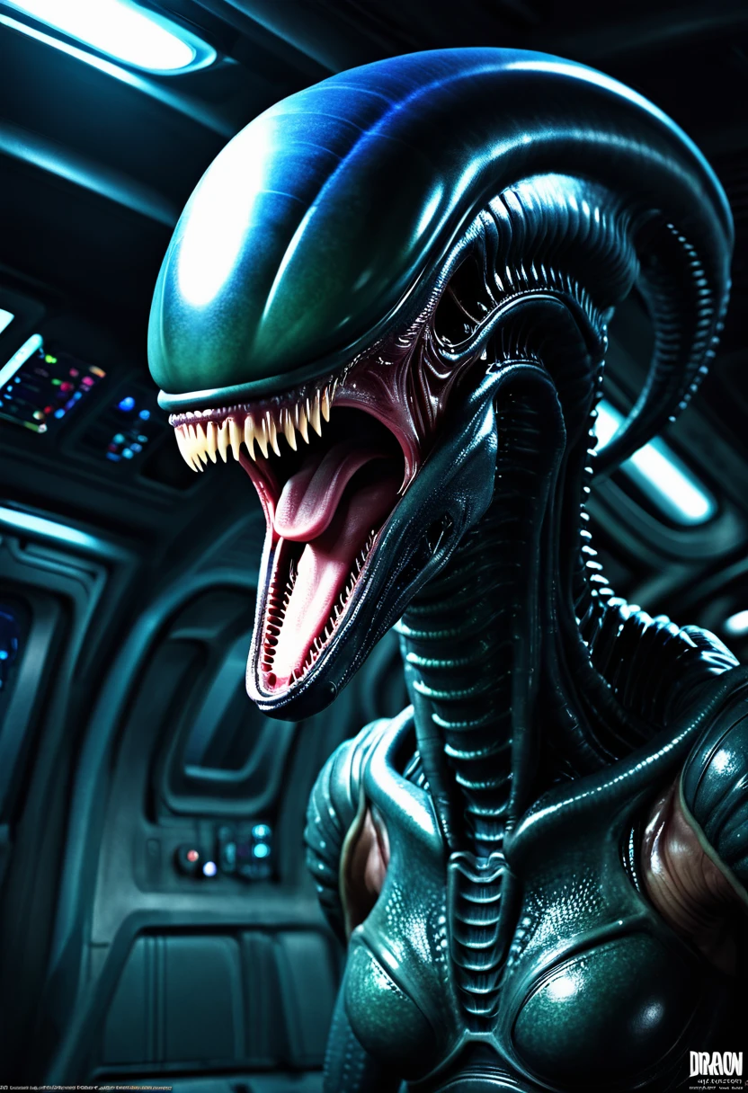 (((Very close up (((Xenomorph Alien the eighth passenger fusion Cell imperfect))),((Surreal and cinematic images))),(((Color Splash Images))),(((Front Images))),(((Dragon Ball Z)))