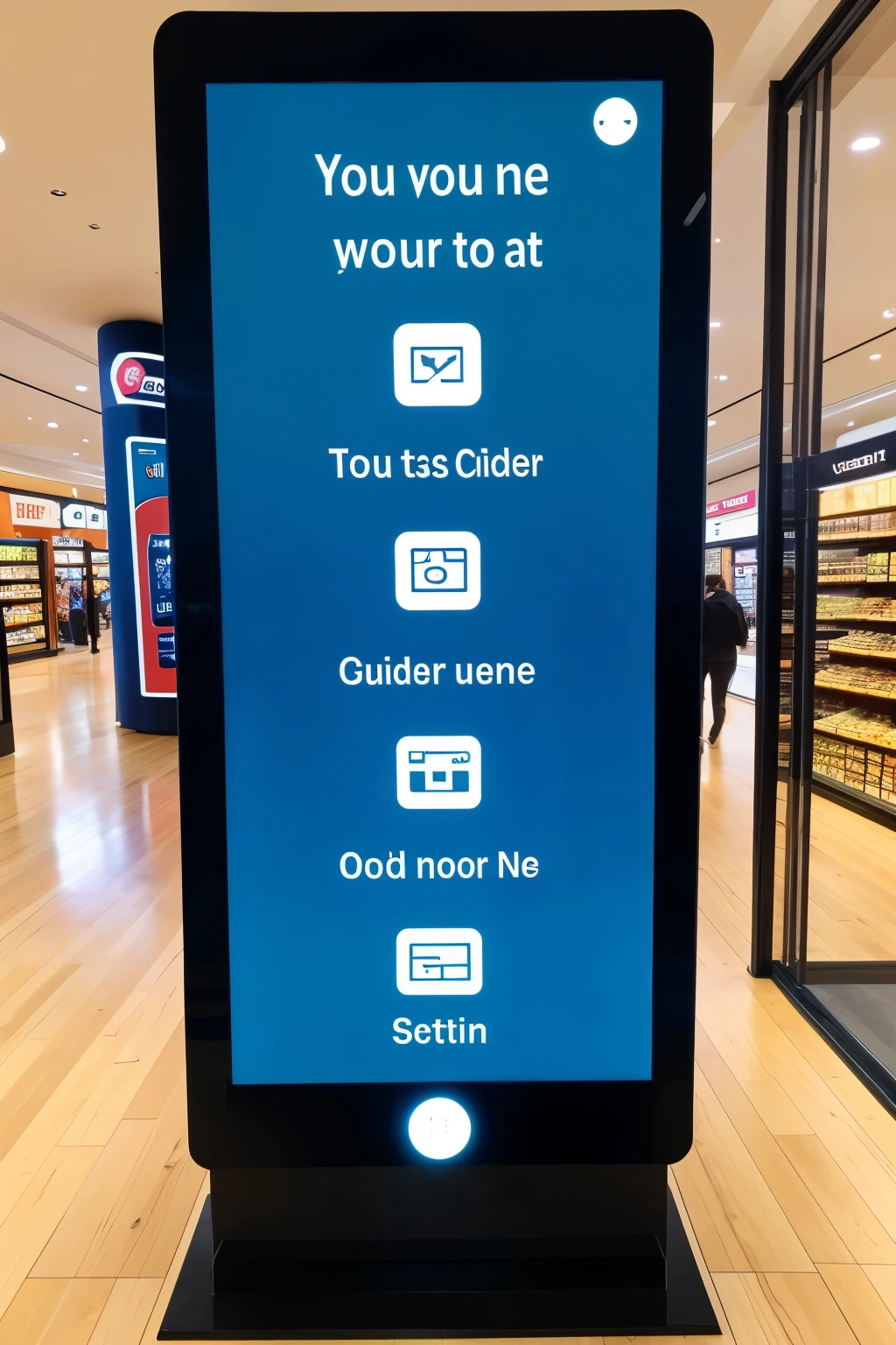 have a guiding totem (similar to those located in shopping centers) digital in nature, touch screen and small, and that it contains a setting on the screen, in order to be at the height of the user. All this without exceeding 1.3 meters high
