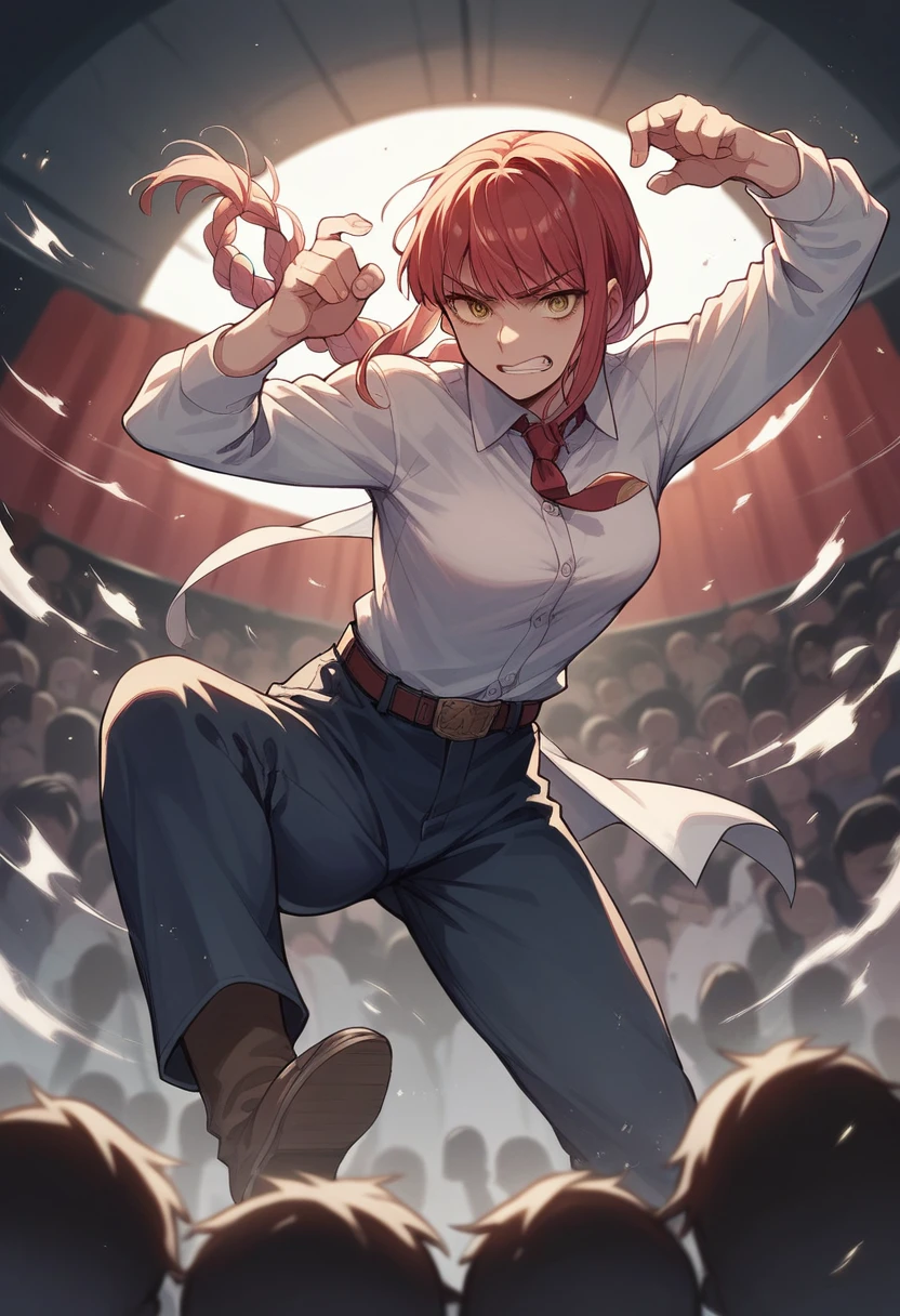 makima fighting with gojo in a movie theater