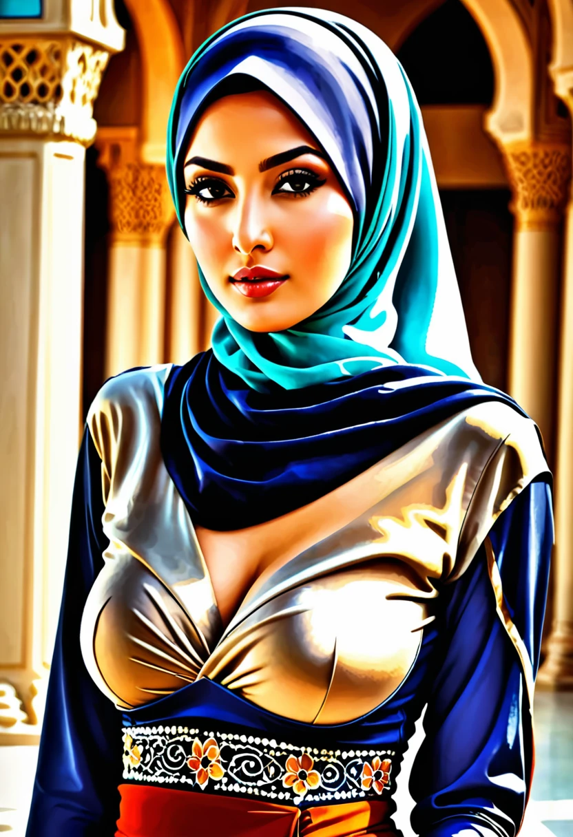 Tall and Stylish big breast women in sexy hijab style