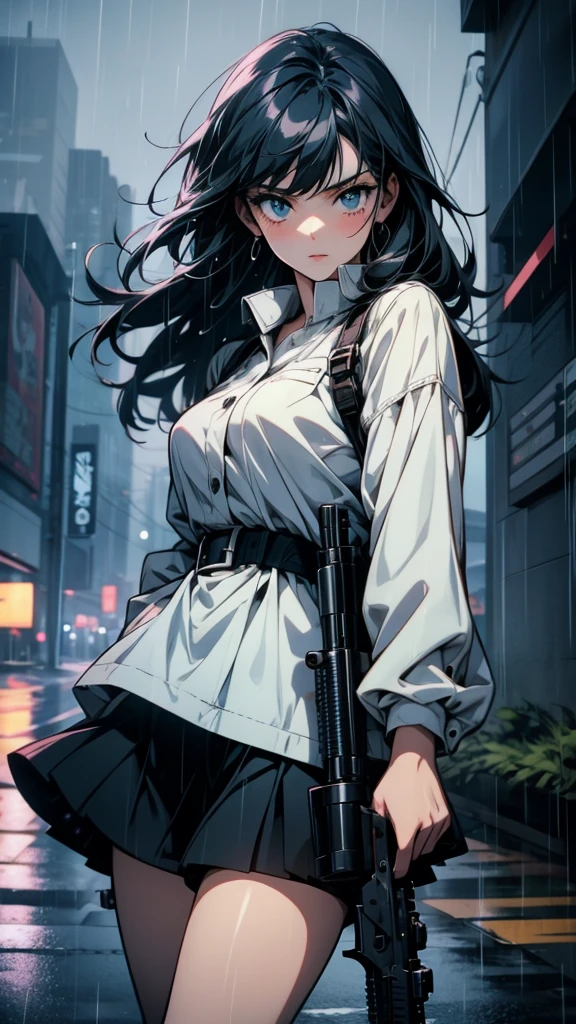Anime girl with a gun in her hand in the rain, from Girls&#39; Frontline, Amazing anime 8k, Anime Style 4k, Best anime 4k konachan wallpaper, Girls&#39; Frontline style, Kantai Collection Style, Girls&#39; Frontline cg, 4k anime wallpaper, 4K Manga Wallpapers, Fine details. Girls&#39; Frontline, Anime Art Wallpapers 8K, anime art wallpaper 4k