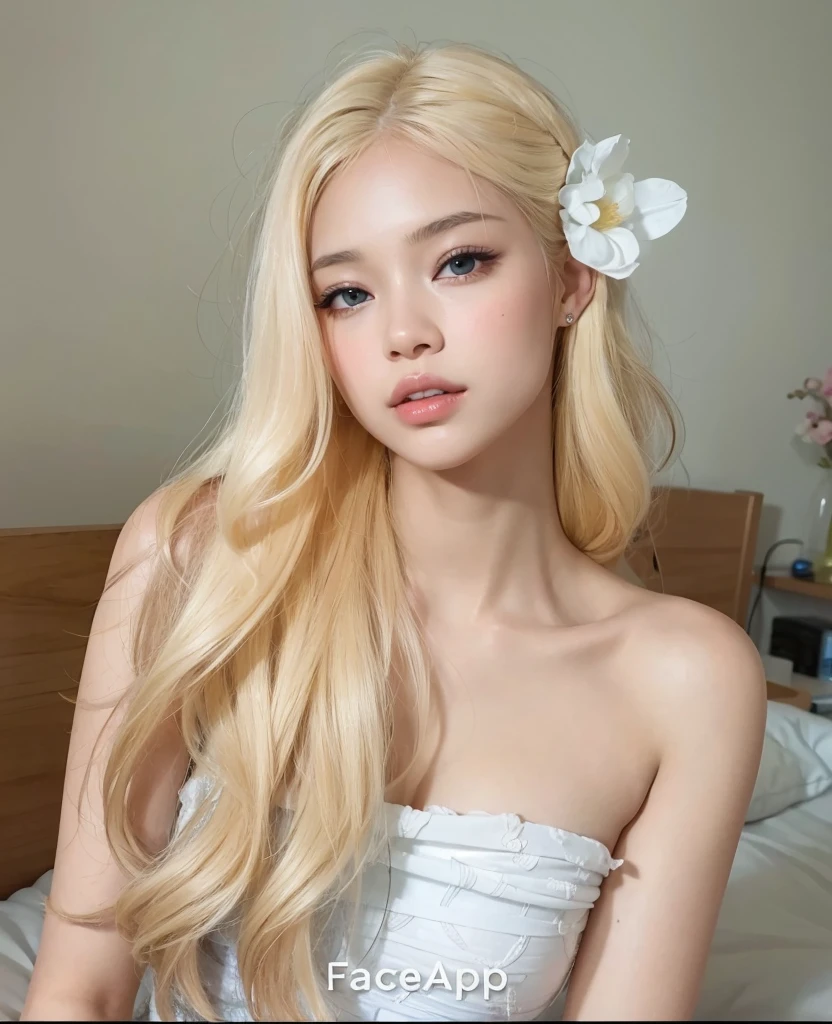 beautiful woman, light skin and blonde hair.