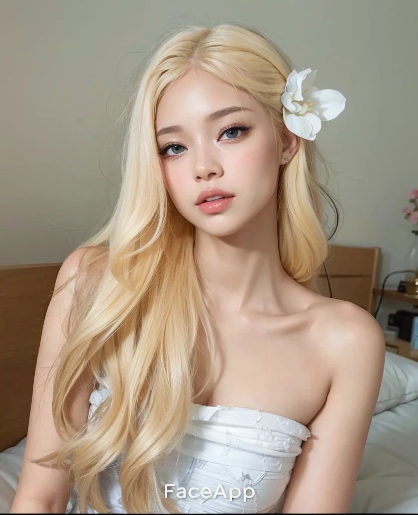 beautiful woman, light skin and blonde hair.