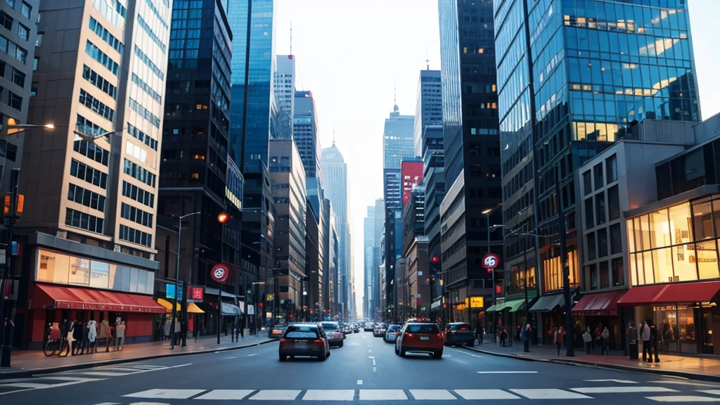 improve image quality and add city to the background