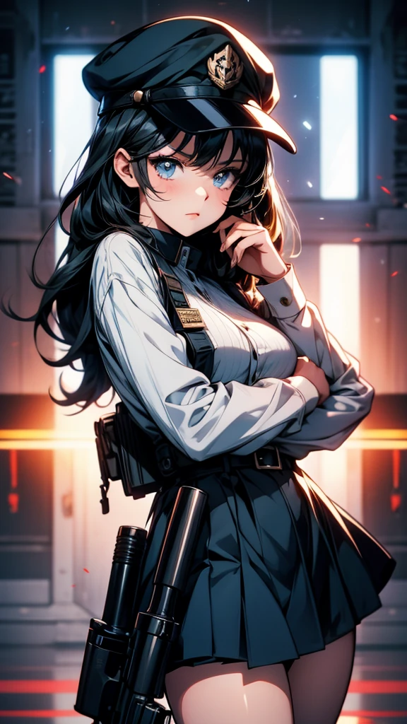 Anime girl in uniform with a gun and a hat, from Girls' Frontline, Girls' Frontline style, Fine details. Girls' Frontline, Girls' Frontline cg, Anime Maid SS Military, Girls' Frontline, board member, Gwaiz, Girls' Frontline universe, 2D Anime Style, From Arknights, Female protagonist 👀 :8, Gap Moe Yandere, Mechanized Soldier Girl
