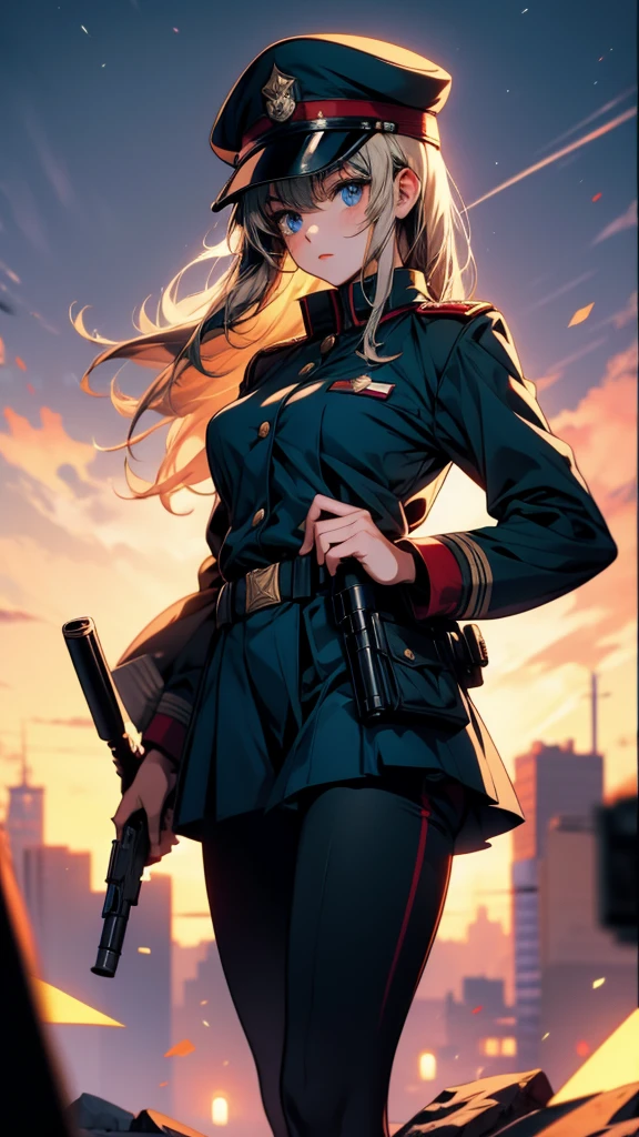Anime girl in uniform with a gun and a hat, from Girls' Frontline, Girls' Frontline style, Fine details. Girls' Frontline, Girls' Frontline cg, Anime Maid SS Military, Girls' Frontline, board member, Gwaiz, Girls' Frontline universe, 2D Anime Style, From Arknights, Female protagonist 👀 :8, Gap Moe Yandere, Mechanized Soldier Girl