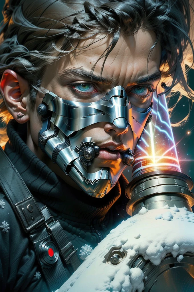 ((best quality)), ((masterpiece)), (detailed), futuristic knight , (sci-fi illustration:1.3, longshot pos, mystical sky , bright colors, (detail sci-fi background), (high-resolution:1.2, high res, (winter), lightsaber,4k)