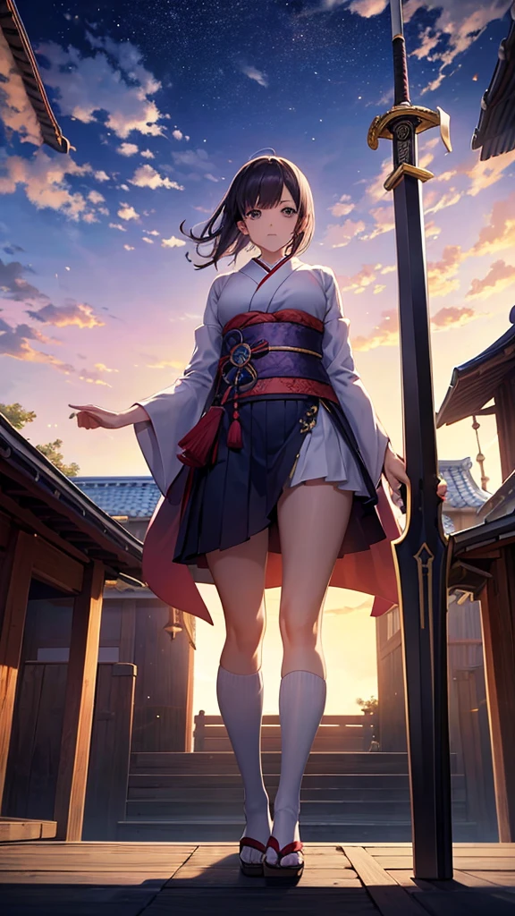 Japanese style anime. woman. middle age. Europe. Fantasy. skirt. sword. standing. whole body. from below.