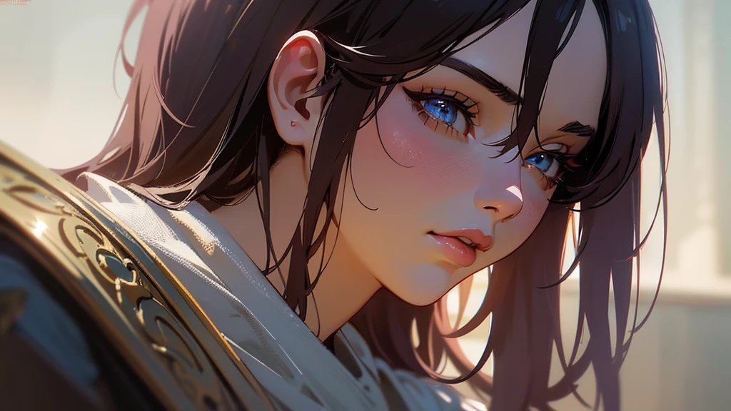 a roman anime character in lofi background, detailed face, extremely detailed eyes and face, longeyelashes, beautiful detailed lips, ancient roman armor, historical, digital painting, cinematic lighting, dramatic lighting, volumetric lighting, chiaroscuro, intricate details, highly detailed, photorealistic, 8k, masterpiece