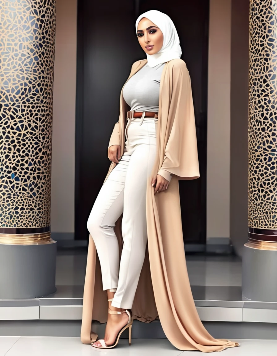 Tall,sexy leg, Stylish big breast women in sexy hijab style