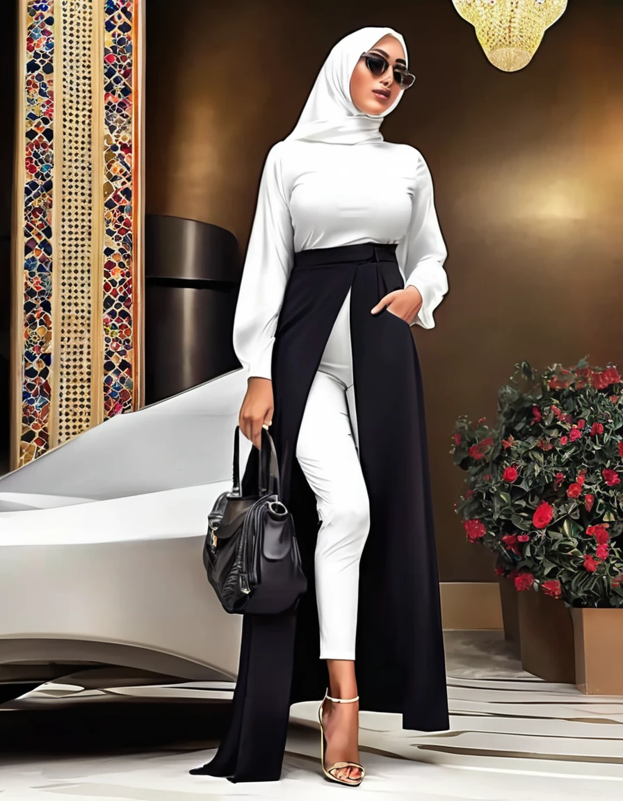 Tall,sexy leg, Stylish big breast women in sexy hijab style