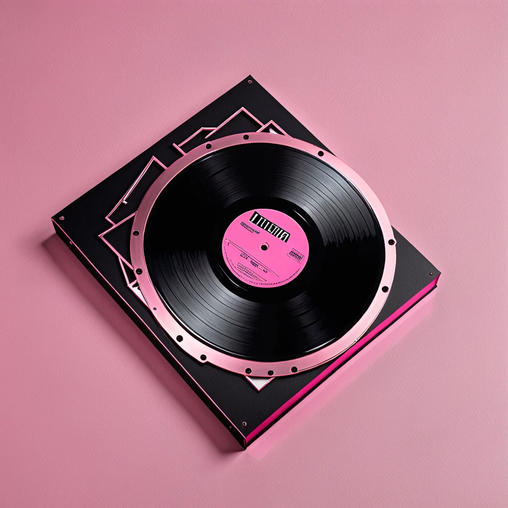A black and pink musical album with metal or electronic music vibes