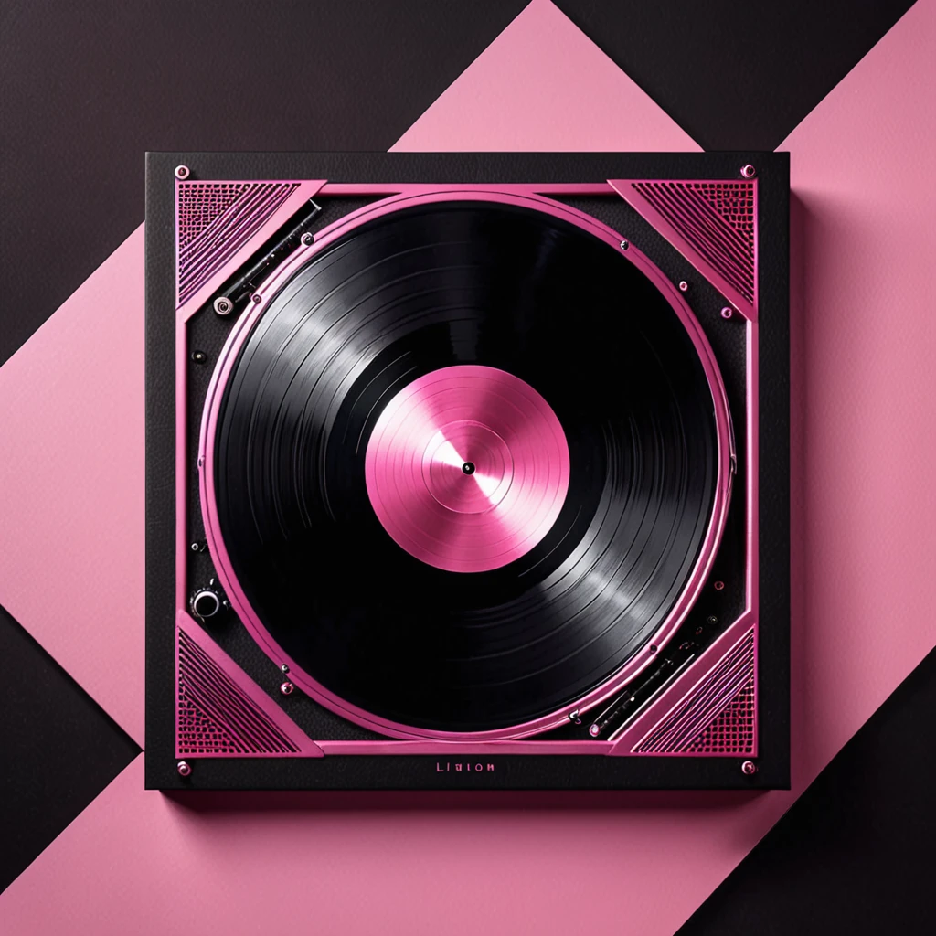 A black and pink musical album with metal or electronic music vibes