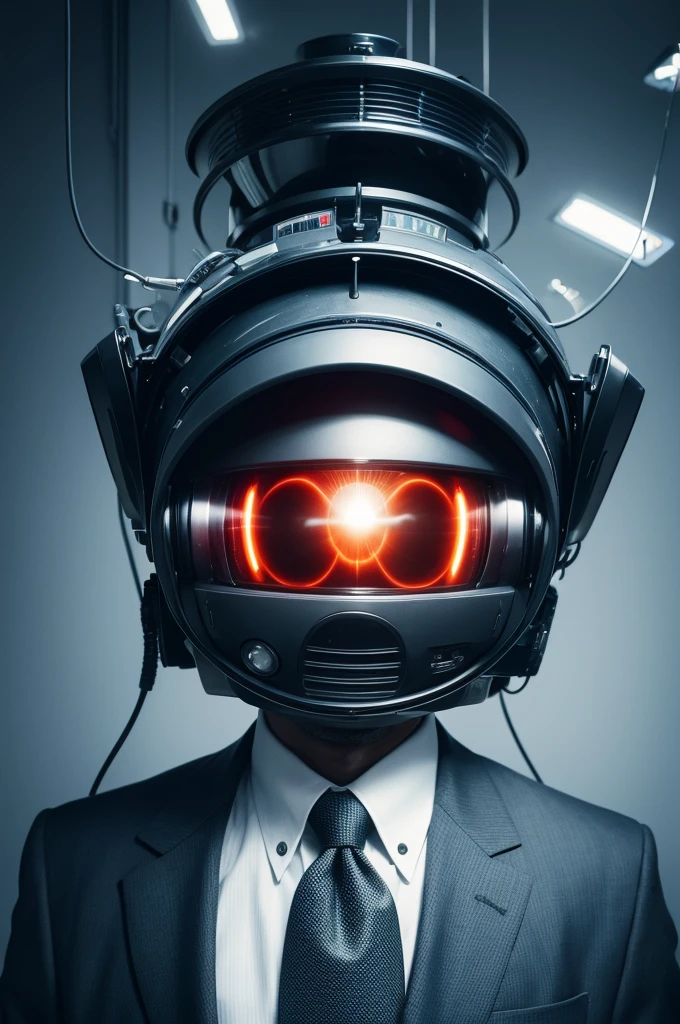 Man in suit with television head