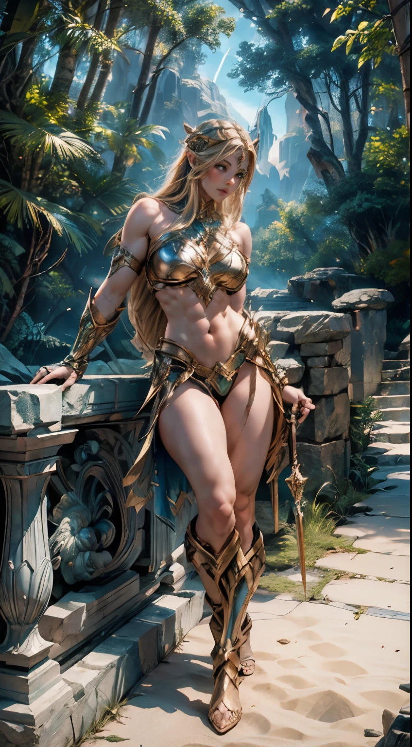 muscular girl, Asgard，Valkyrie，Lady Knight，anatomical correct，epic fantasy digital art，Masterpiece artwork，8K，high definition resolution，detailed drawing，high qulity，, epic composition,