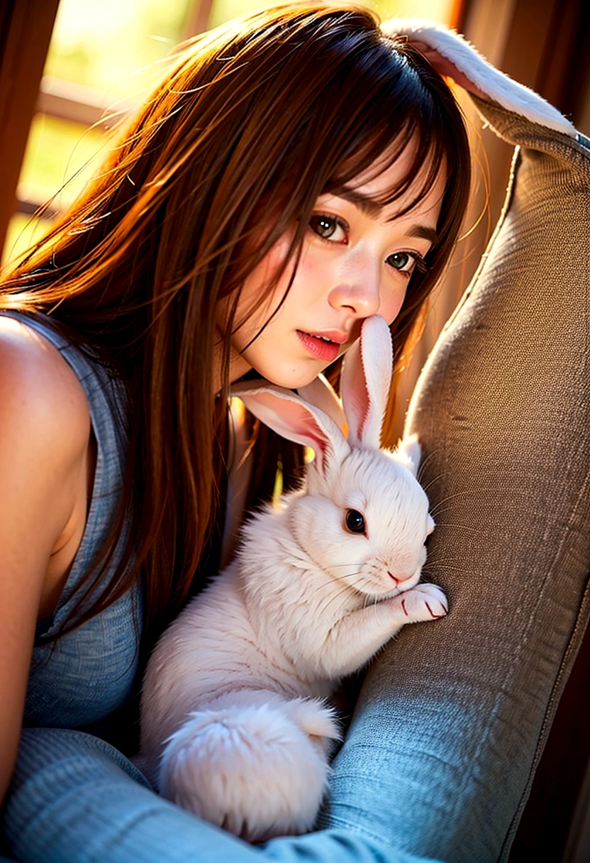 Cute rabbit, playing,White Rabbit