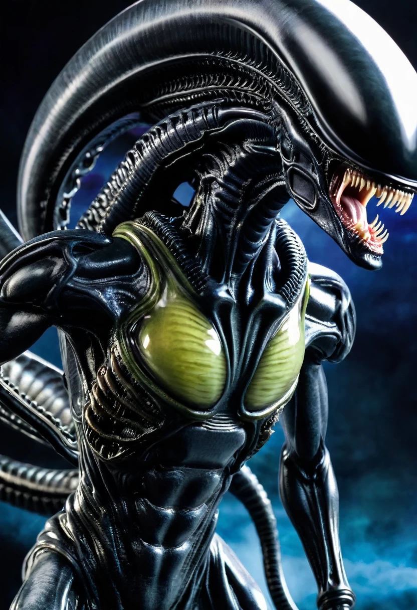 (((Very close up (((Xenomorph Alien the eighth passenger fusion Gashapon セル imperfect))),((Surreal and cinematic images))),(((Color Splash Images))),(((Front Images))),(((Dragon Ball Z)))