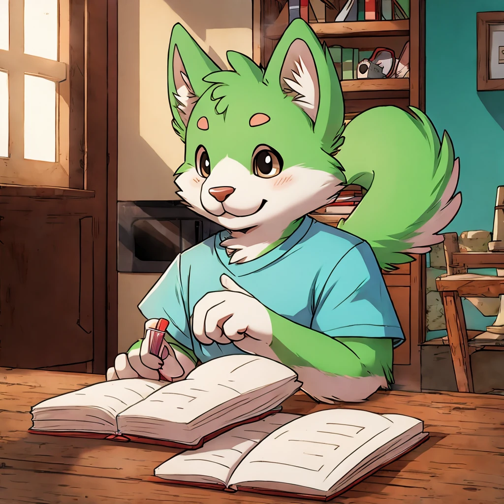Cute pastel green furry in shirt
