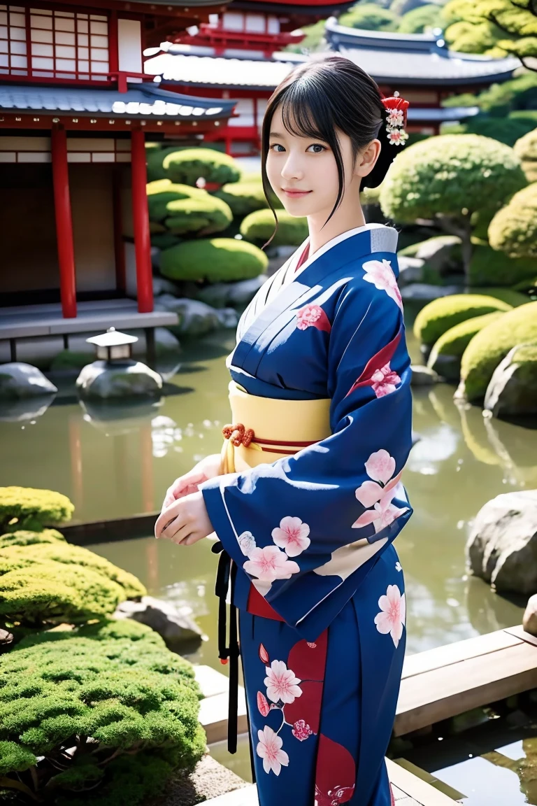 Ukiyo-e,Beauty,16 years old,Real,live-action,Japanese garden,