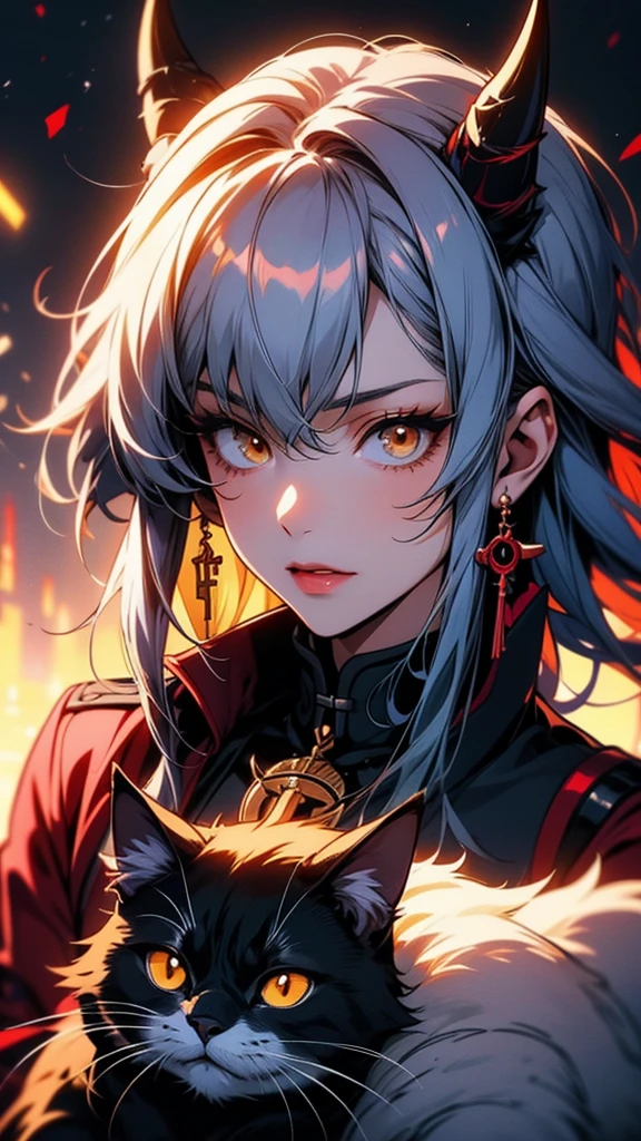 Close-up of a person with a cat in the background, everyone, From Arknights, Anime Monster Girl, mika kurai demon, Devil Anime Girl, Detailed Key Anime Art, From Girls Frontline, Light novel cover, Best anime 4k konachan wallpaper, Anime cat girl, Detailed Anime Character Art, Ayaka Genshin Impact