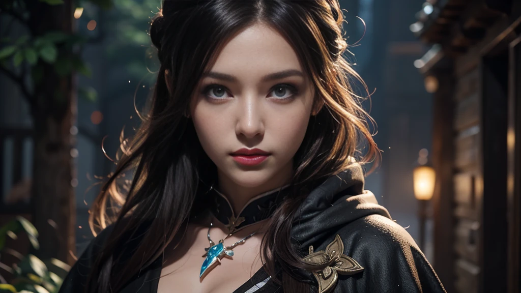 Female Mage Close-up, Girl in robe, 2. 5D CGI anime fantasy artwork, Large Breasts,Epic fantasy digital art style, detailed Digital 2D fantasy art, Digital 2D fantasy art, Gorgeous female mage,Looking at the camera,(glowing magic:1.7) Role Playing Game Character Art, Beautiful female mage, Fantasy Character Art, Epic and beautiful character art, Beautiful female mage,(Edinburgh Street:1.8),light rain,semi-body photography,Looking at the camera