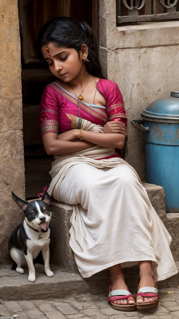 An Indian orphan of 12 years old is sleeping on the corner of the road and Mahadev is sleeping next to him. Give me prompt
Show drafts
volume_up
Prompt
The chill of a pre-dawn Indian morning bit at Rani's bare arms as she huddled deeper into the thin cotton dupatta covering her. Twelve years old and already etched with the lines of a life far too hard, she slept fitfully on the unforgiving pavement. The rhythmic snores beside her were the only constant in a world that offered little comfort. Those snores belonged to Mahadev, a stray dog, his ribs a stark reminder of their shared hunger.
This corner, by the flickering streetlight and the overflowing bin, was their haven, a fragile truce with the unforgiving city. But today, something felt different. A sliver of light peeked through the buildings, painting the grimy street in an unfamiliar hue. It was a day like any other, yet a disquiet hummed beneath Rani's sleep.
Possible prompts to continue the story:
The Disruption: A pair of polished shoes stopped in front of Rani. A man in a crisp suit stared down at her, his face unreadable. What did he want? Was this the chance she'd been waiting for, or the start of something worse?
The Dream: Rani jolted awake, a vivid dream clinging to her like cobwebs. In it, a woman with warm eyes smiled at her, holding out a plate of food. Was it just a dream, or a message carried on the morning breeze?
The Choice: The stench of fresh bread drifted from the bakery across the street. Rani's stomach growled, a constant companion. But taking something that wasn't hers was a risk. Would hunger win, or would Rani find another way?
The Protector: Mahadev whined, nudging Rani's hand. He tensed, his fur bristling. A group of street urchins, notorious for causing trouble, rounded the corner. Would Mahadev protect Rani, or would they both face the bullies' wrath?
tune
share
more_vert
expand_content
add_photo_alternatephoto_ce .