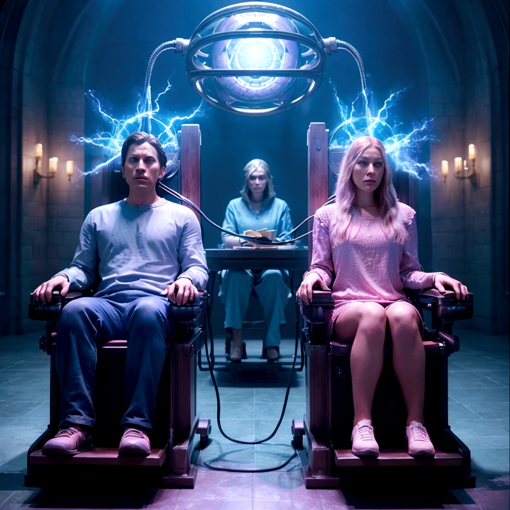 they are sitting in a chair with a man and a woman, from netflix's arcane, movie promotional image, 3 d movie still, sitting in a plastic throne, hyperreal movie shot, alex gross, by Mike Winkelmann, dramatic sci-fi movie still, matte painting of human mind, film promotional still, cinematic hologram, sitting on the porcelain throne