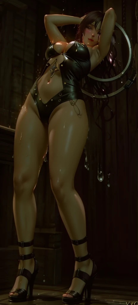 Kate Denson from Dead by Daylight, 1 Girl, Full body, standing, cowboy shot, Best quality, Ultra Detail, 8K, Ultra high realistic, Detailed face, Masterpiece, (Blushing:1.3), Milf, , Wet skin, Wet in miss V, Oil skin, Ahegao face, climax horny girl, Big thighs, Cropped shoulders, Choker, Dark Gothic Makeup, Blade
and soul, Final fantasy 14 style, Wet, big thighs, (Naked:1.3), no clothes, beautiful breasts,body details, breast details, vagina details