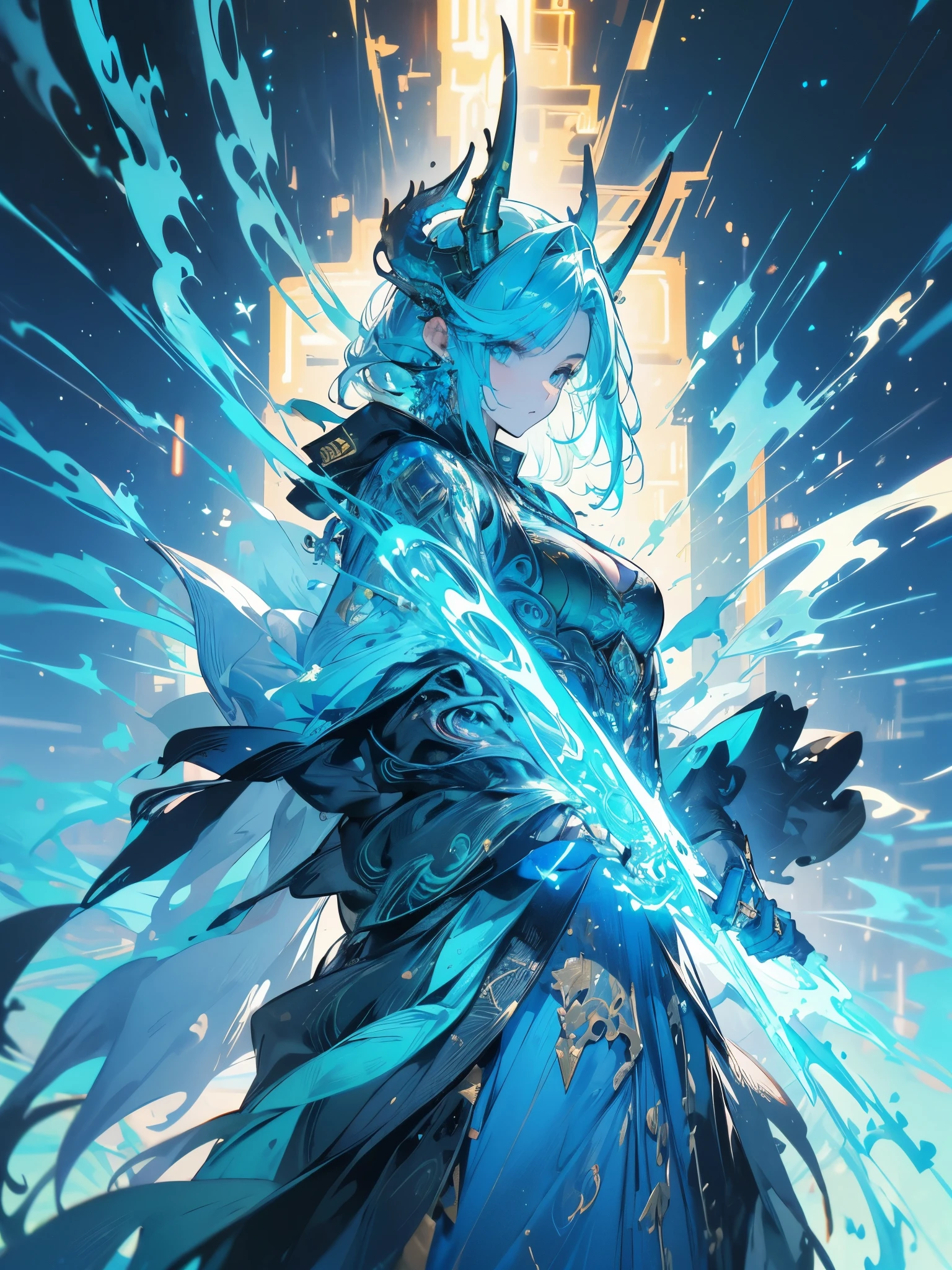 Cum_anthropomorphic science fiction Komodo Dragon King. Show your whole body. The skin color is blue-green. The presence of horns on the head. Armor with details Intricate. Rich scale texture. Professional studio photos. Ultra-realistic, details Intricate