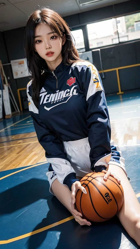 Woman wearing basketball suit which name is Tenang
